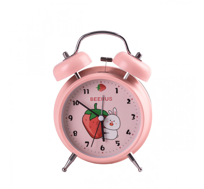 Годинник будильник Clock дитячий, настільний годинник з будильником Рожевий
