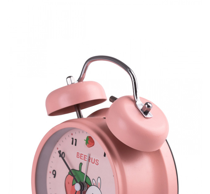 Годинник будильник Clock дитячий, настільний годинник з будильником Рожевий