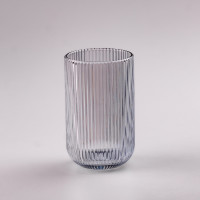 Склянка для напоїв висока фігурна прозора ребриста з товстого скла набір 6 шт Блакитний Склянка для напоїв висока фігурна прозора ребриста з товстого скла набір 6 шт Блакитний