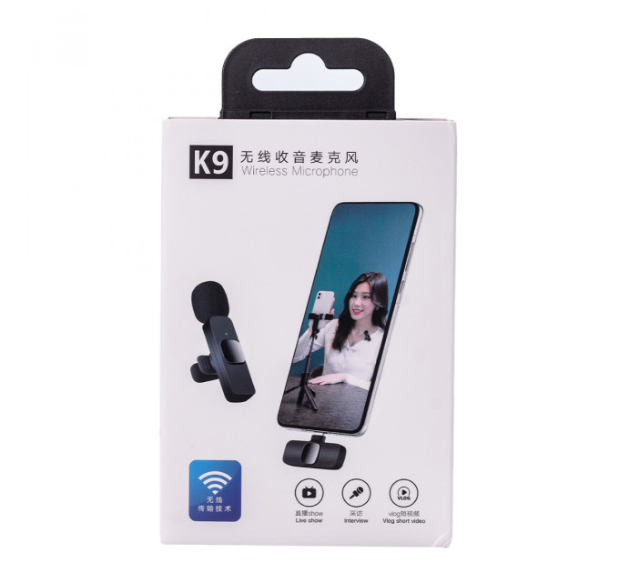 Мікрофон петличний бездротовий K9 2в1 для Iphone та Android (Lightning та Type-C)