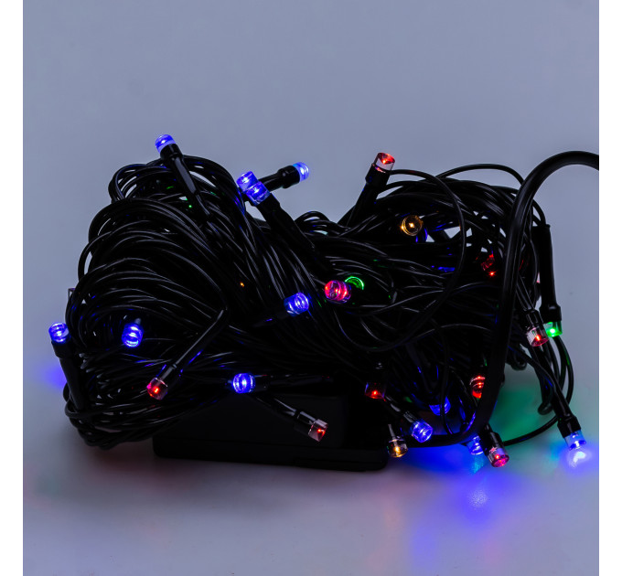 Гірлянда нитка 6м на 100 LED лампочок світлодіодна чорний провід 8 режимів роботи