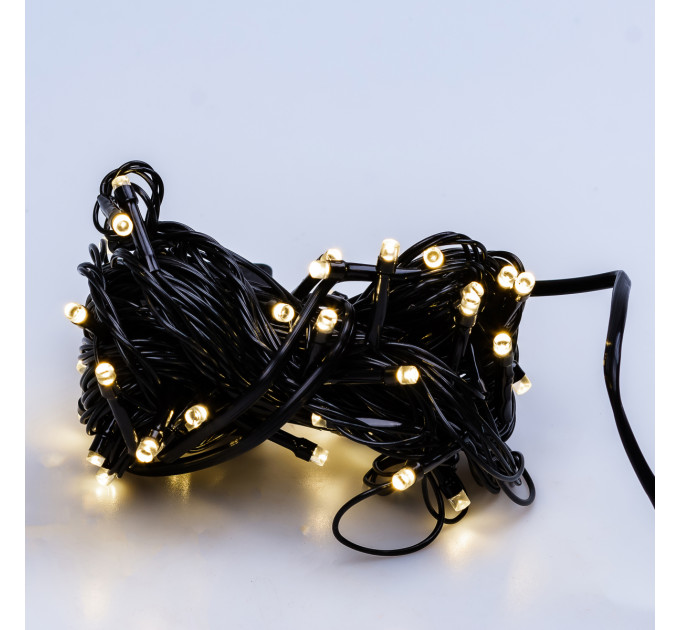Гірлянда нитка 6м на 100 LED лампочок світлодіодна чорний провід 8 режимів роботи Жовтий