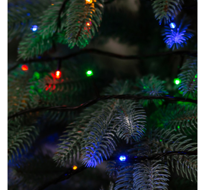 Гірлянда нитка 10м на 200 LED лампочок світлодіодна чорний провід 8 режимів роботи