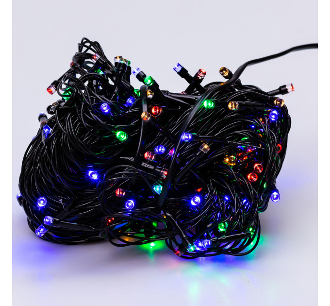 Гірлянда нитка 16м на 400 LED лампочок світлодіодна чорний провід 8 режимів роботи