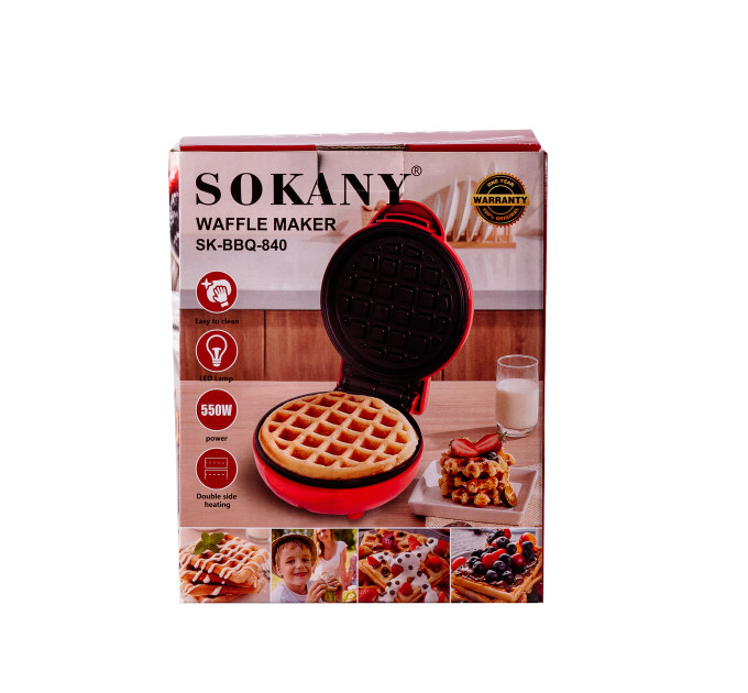 Вафельниця електрична 550 Вт антипригарне покриття Sokany SK-BBQ-840