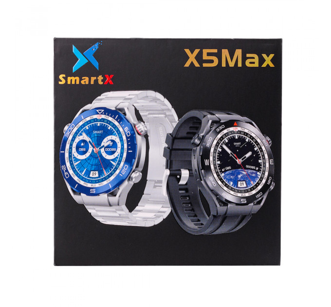 Смарт годинник SmartX X5Max чоловічий / дзвінки (Android, iOS) +2 ремінці Сірий