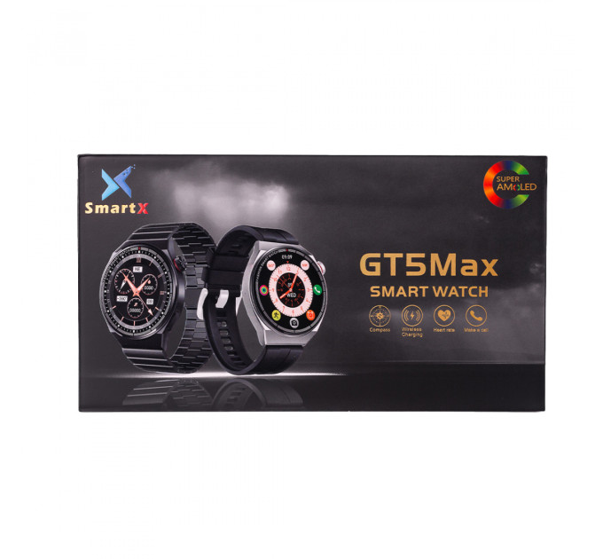 Смарт годинник чоловічий водонепроникний SmartX GT5 Max / дзвінки GPS (Android та iOS) Сірий