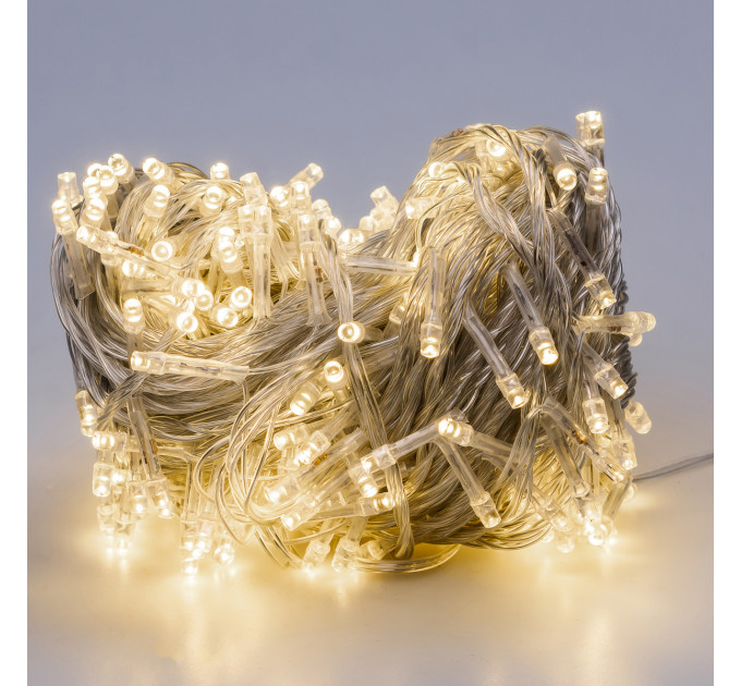 Гірлянда нитка 22м на 500 LED лампочок світлодіодна прозорий провід 8 режимів роботи Жовтий