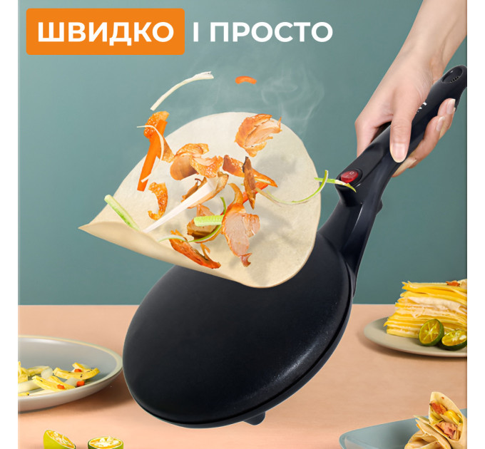 Млинниця електрична 20 см 650 Вт сковорода для млинців антипригарна заглибна SK-5208