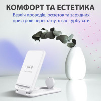 Док станція 3 в 1 для Apple та Android 15 Вт швидка зарядка підставка для навушників годинника та смартфона Білий Док станція 3 в 1 для Apple та Android 15 Вт швидка зарядка підставка для навушників годинника та смартфона Білий