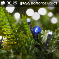 Гірлянда нитка 16м на 400 LED лампочок світлодіодна чорний провід 8 режимів роботи Синій Гірлянда нитка 16м на 400 LED лампочок світлодіодна чорний провід 8 режимів роботи Синій