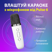 Колонка bluetooth портативна бездротова Pulse 6 із мікрофоном 10 Вт водонепроникна з аккумулятором Білий