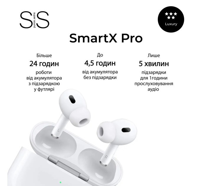 Навушники бездротові SmartX Pro Luxury Bluetooth бездротова зарядка люкс якість AAA блютуз