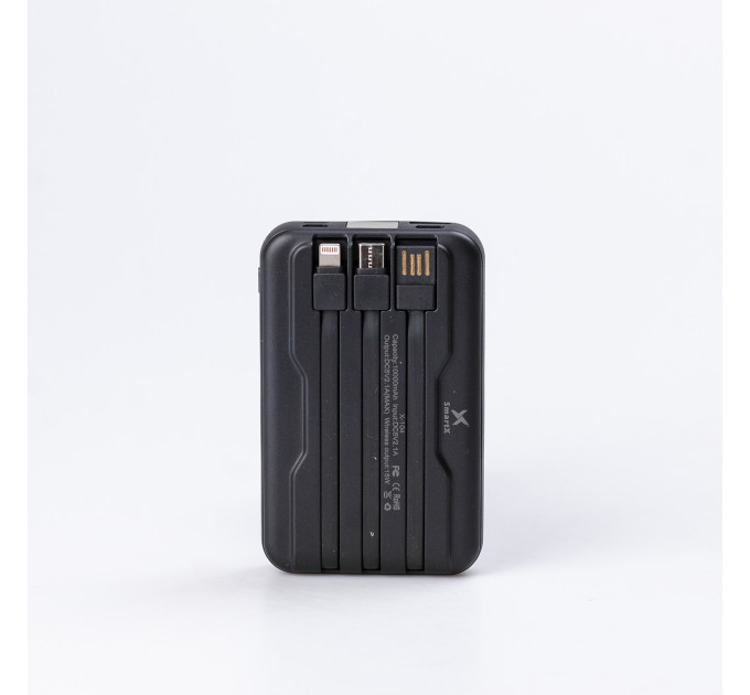 Повербанк 10000 mah powerbank бездротова зарядка USB / Туре-С / Lightning і 4 вбудованих каб