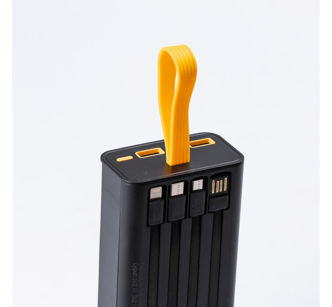 Повербанк 20000 mah powerbank USB / Micro / Type-C / Lightning зовнішній акумулятор 4 вбудованих кабелі