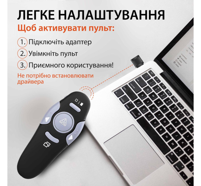 Пульт для презентацій зі USB лазерна указка на 100 м клікер презентер на 10м R2