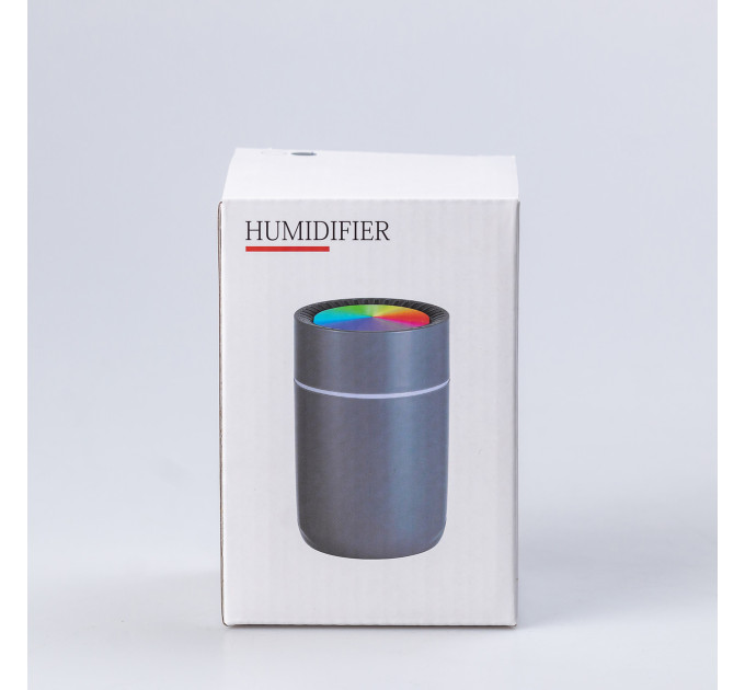 Зволожувач повітря для дому портативний USB 350 мл ароматичний дифузор з підсвічуванням Сірий