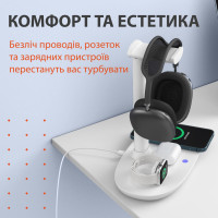 Зарядний пристрій бездротовий підставка для навушників 4в1 тримач для гарнітури IOS та Android Зарядний пристрій бездротовий підставка для навушників 4в1 тримач для гарнітури IOS та Android